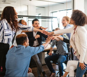 Team celebrating year's wins