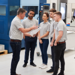 Leader and team in discussion