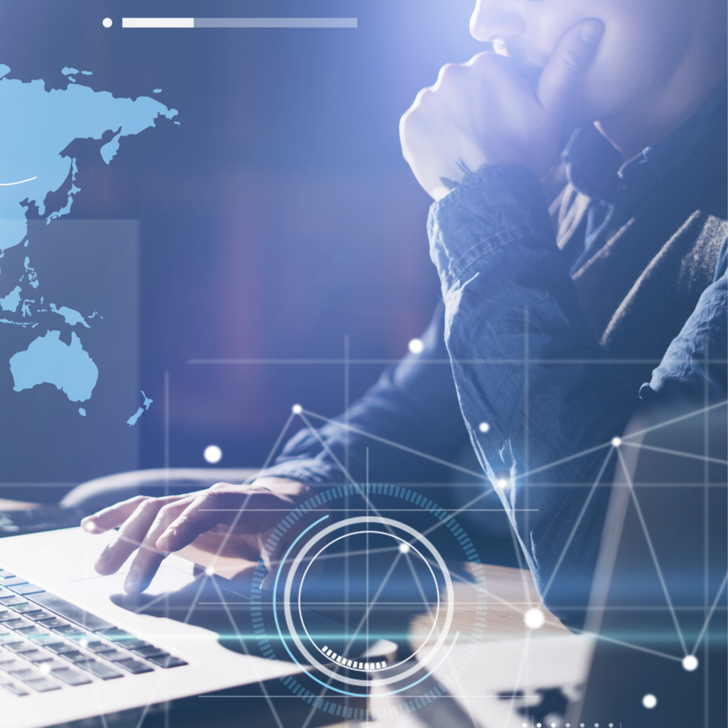 Business person analysing data